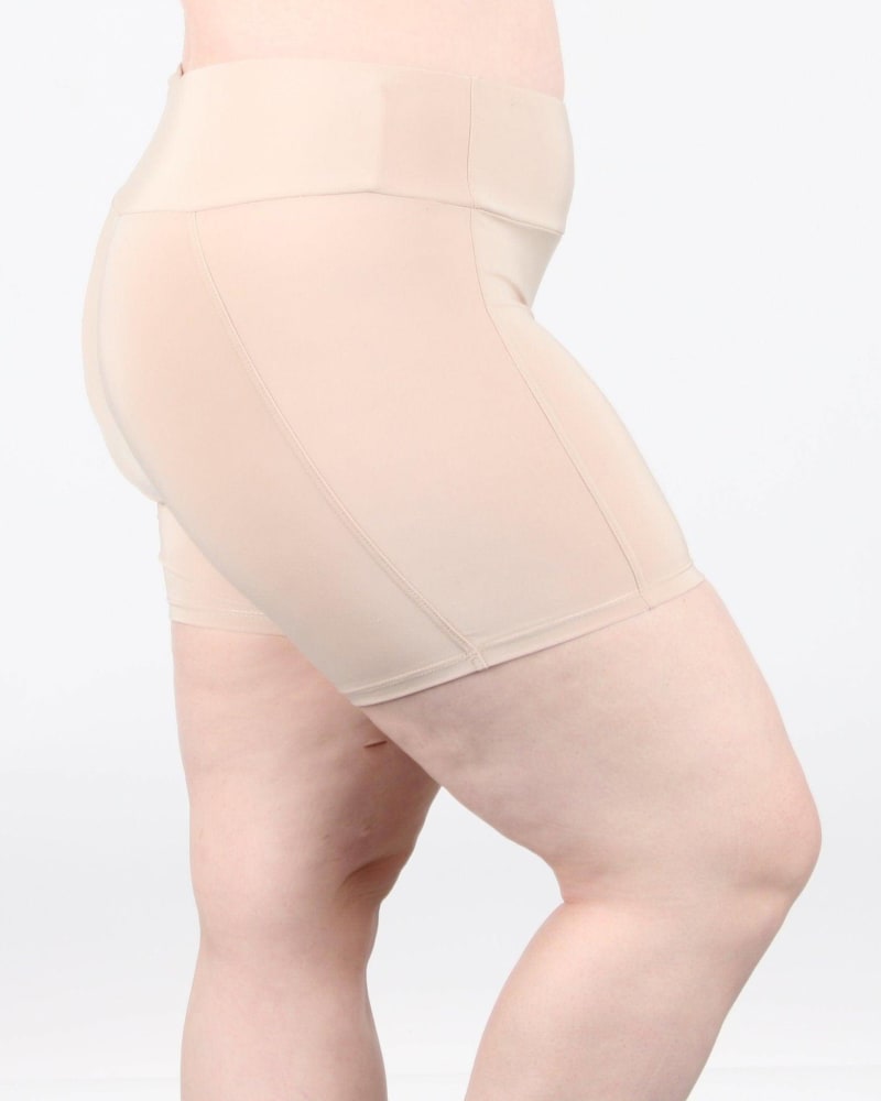 Front of a model wearing a size L Boxer Brief Shortlette With Hidden Pocket in Ecru/Light Beige by Undersummers. | dia_product_style_image_id:243420